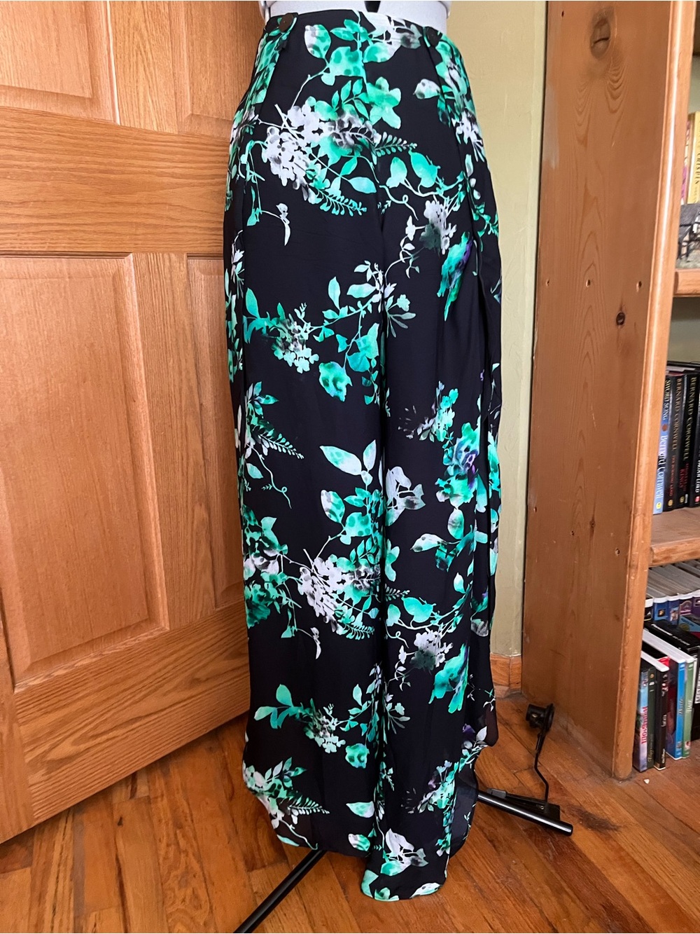 Anne Fontaine Black Wide-Leg chiffon wrap around palazzo pants